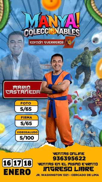 Mario Castañeda voz de Goku en Feria Manya Lima enero 2026